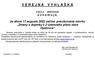 Zmeny a doplnky č.2 územného plánu obce Opatovce