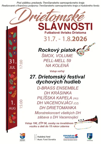 Drietomske slavnosti 2026, 31.7. - 1.8.2026